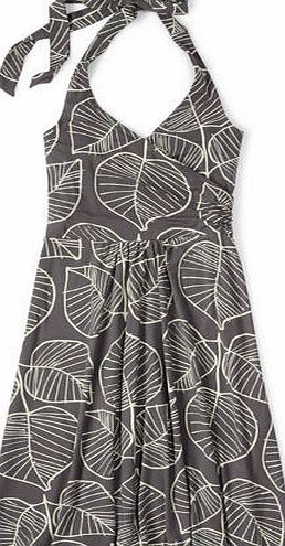 Boden St Lucia Dress Pewter Retro Leaf Boden, Pewter