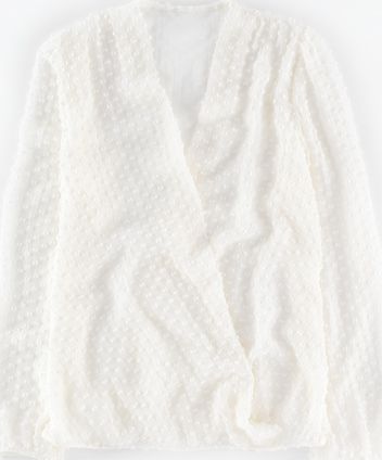 Boden Textured Silk Wrap Blouse Ivory Boden, Ivory