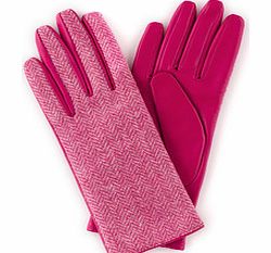 Boden Westminster Gloves, Pink Herringbone/Bordeaux