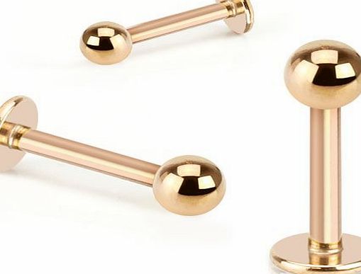 Body Jewellery Shack 1 of Labret piercing bar stud ROSE GOLD IP over 316L sugical steel (bar 8mm x 1.2mm) (ball 3mm)