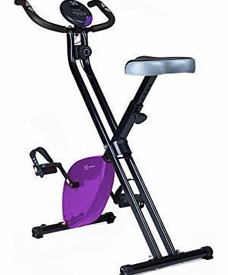 Folding Exercise Bike X-Bike Magnetic Home Fitness Weight Loss Cardio Workout Machine (Purple)