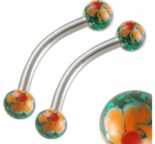 bodyjewelry 16g 16 gauge 1.2mm 1/2 12mm Steel hand painted eyebrow lip bars ear tragus rings curved barbell straight AGBT Body Piercing Jewellery 2pcs