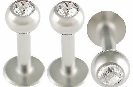 bodyjewelry 16g 16 gauge 1.2mm 1/4 6mm steel Lip Bar Labret Ring set Monroe Ear Tragus Stud Clear Crystal EACH Body Piercing Jewellery 3pcs