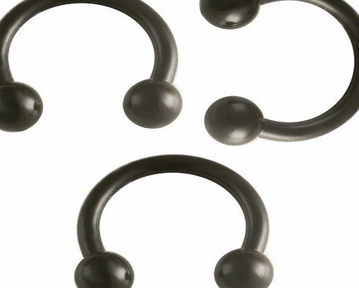 bodyjewelry 3Pcs 16g 16 gauge 1.2mm 5/16 8mm black flexible acrylic eyebrow lip bars ear tragus horseshoe rings circular barbells EACD Jewellery Body Piercing