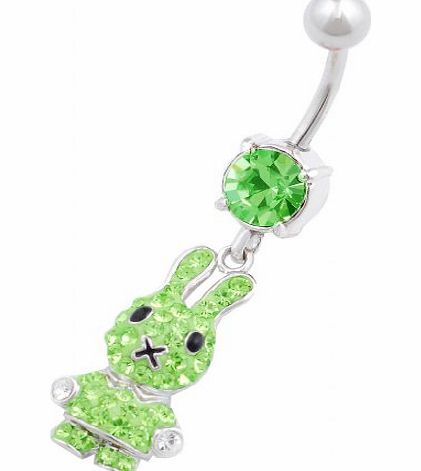 bodyjewelry Bunny dangle navel belly button ring bar stud 14g cute stainless steel body piercing jewellery EAOF