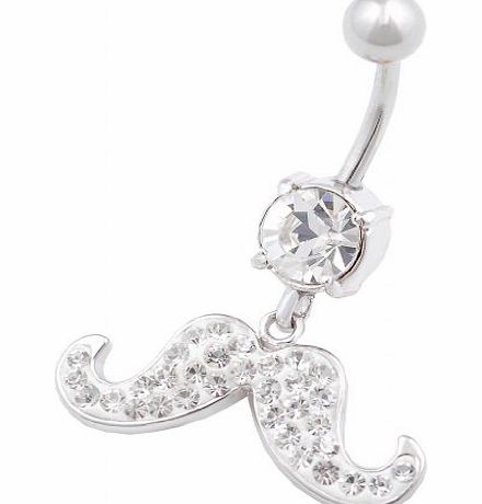 Moustach dangle navel belly button ring bar stud 14g cute stainless steel body piercing jewellery IAFX