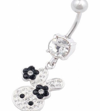 bodyjewelry Rabbit dangle navel belly button ring bar stud 14g cute stainless steel body piercing jewellery IAAZ