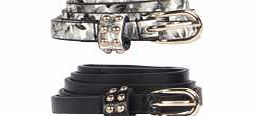 boohoo 2 Pack Floral Skinny Belts - black azz09777