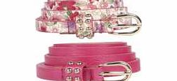 boohoo 2 Pack Floral Skinny Belts - coral azz09777