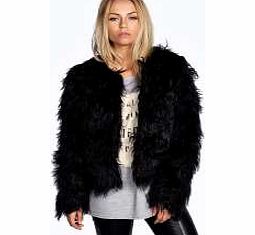Aimee Shaggy Faux Fur Coat - black azz29527