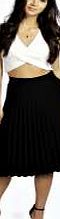 boohoo All Over Pleated Crepe Midi Skirt - black azz07574
