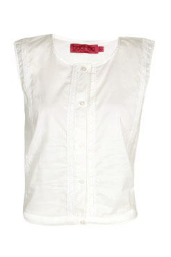 boohoo Amerah Sleeveless Cotton and Lace Crop Blouse