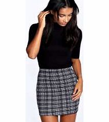 boohoo Anni Checked Mini Skirt - black azz20475