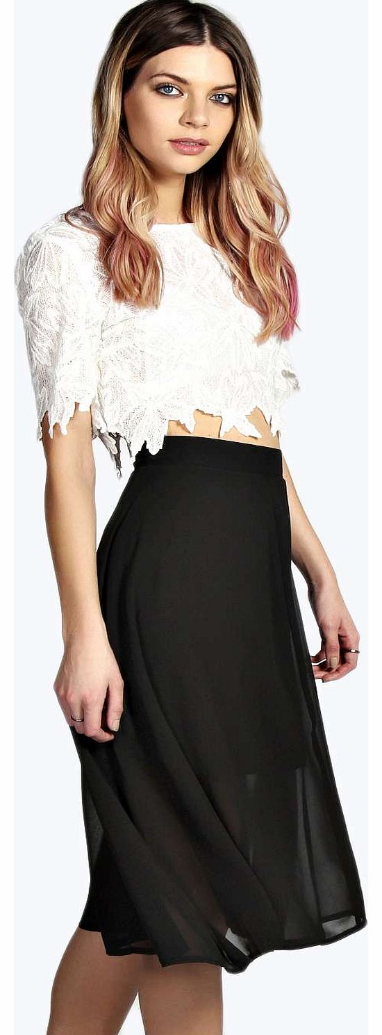boohoo Annmarie Sheer Midi Skirt - black azz16226
