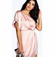 Arabella Silky Draped Dress - blush azz20969