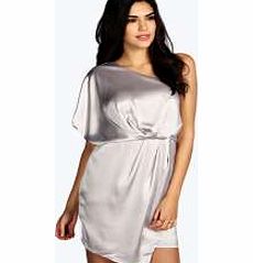 Arabella Silky Draped Dress - silver azz20969