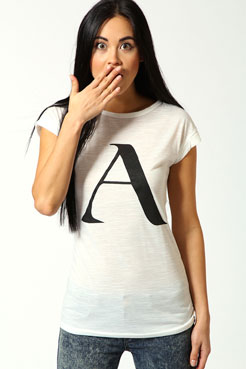 Ashella Letter A Print T-shirt Female