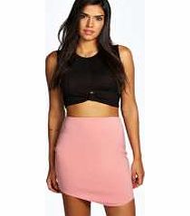 boohoo Asymmetric Hem Scuba Mini Skirt - dusky pink