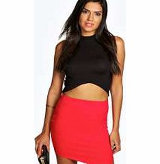 boohoo Asymmetric Hem Scuba Mini Skirt - red azz10545