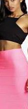 boohoo Bandage Midi Skirt - neon-pink azz05539