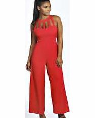 Becky Caged Neck Woven Jumpsuit - red azz22426