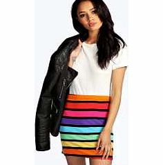 boohoo Block Stripe Bodycon Mini Skirt - multi azz08308