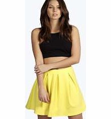 boohoo Box Pleat Skater Skirt - yellow azz10832