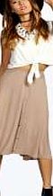 boohoo Button Front 90s Grunge Midi Skirt - taupe