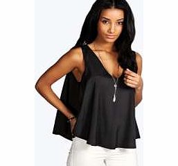Cape Back Woven Top - black azz12069