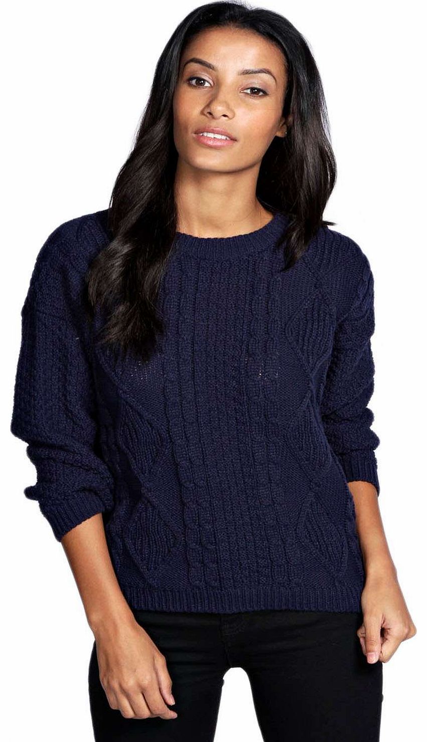 Carla Cable Knit Jumper - navy azz18978