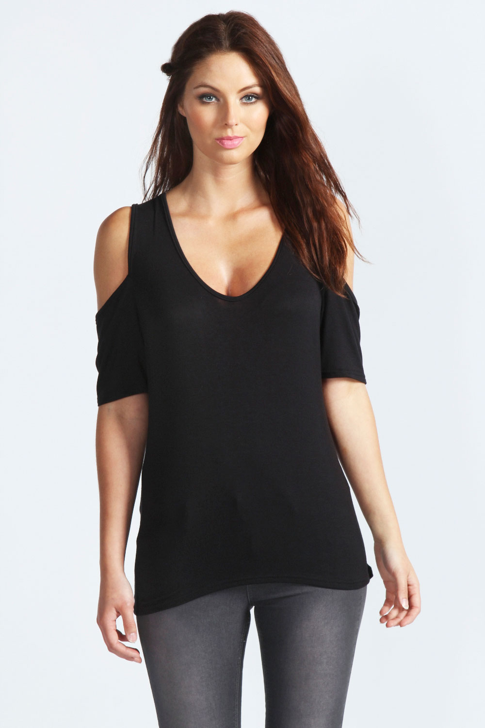 Carly Cold Shoulder T-Shirt - black