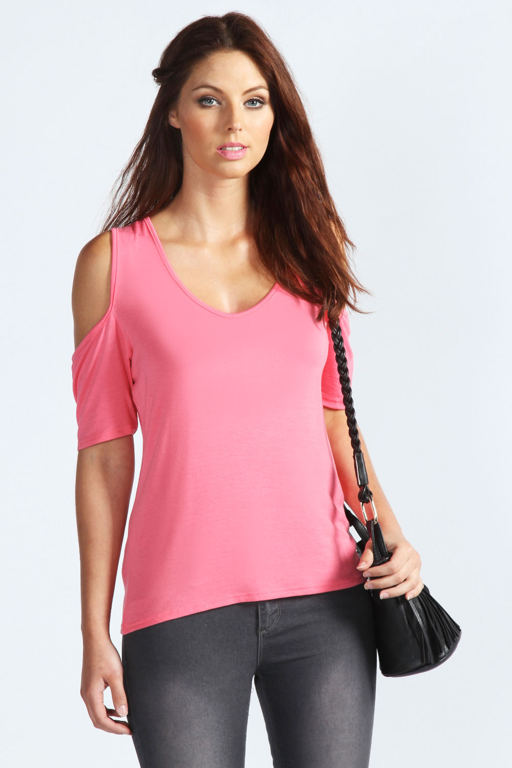 Carly Cold Shoulder T-Shirt - coral