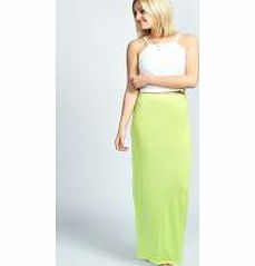 boohoo Carmel Slim Fit Column Maxi Skirt - lime azz30506