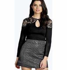 boohoo Carys Quilted Metallic Pelmet Skirt - black