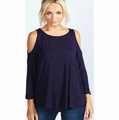 Charlotte Cut Out Shoulder Top - navy azz42562