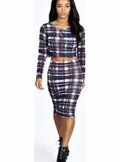 boohoo Checked Crop Top and Skirt Co-Ord Set - multi