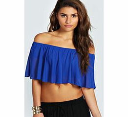 Chiffon Frill Crop Top - cobalt azz25884