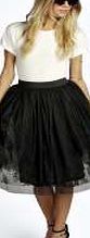 boohoo Clarissa Lace Midi Skirt with Mesh Overlay -