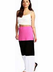 boohoo Colour Block Maxi Skirt - pink azz08278