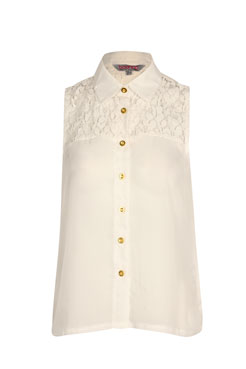 boohoo Corinna Georgette And Lace Sleeveless Blouse