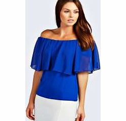 Corinne Woven Frill Top - cobalt azz24115