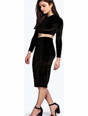boohoo Crop Top And Pencil Skirt Co-Ord Set - black