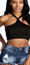 Cross Strap Crop Top - black azz06605