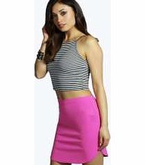 boohoo Curve Hem Scuba Mini Skirt - pink azz10842