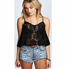 Daisy Lace Swing Woven Crop Cami - black azz35680