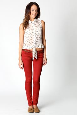 Boohoo Daisy Polka Dot Knotted Blouse