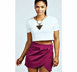 boohoo Demi Pleat Wrap Over Mini Skirt - magenta azz26163