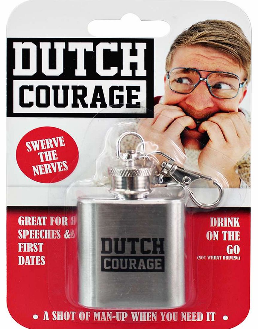Dutch Courage Flask Keychain - silver azz13667