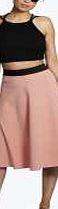 boohoo Elastic Waist Full Scuba Midi Skirt - dusky pink
