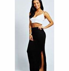 boohoo Elora Slim Fit Side Split Column Maxi Skirt -